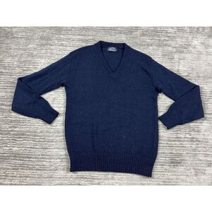 Vintage Puritan Sweater Mens Large Blue Aquamatic Wool Blend Made in USA‎
